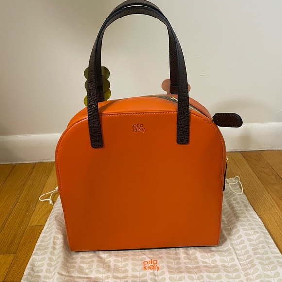 NEW Orla Kiely Retro 1960s Orange Lola Applique Handbag Purse - Picture 6 of 7